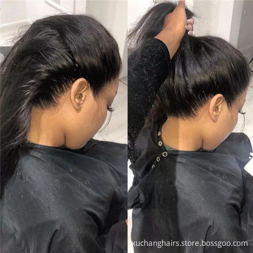 transparent hd lace frontal closure wigs black color high quality virgin human hair customized full lace braided wigs
